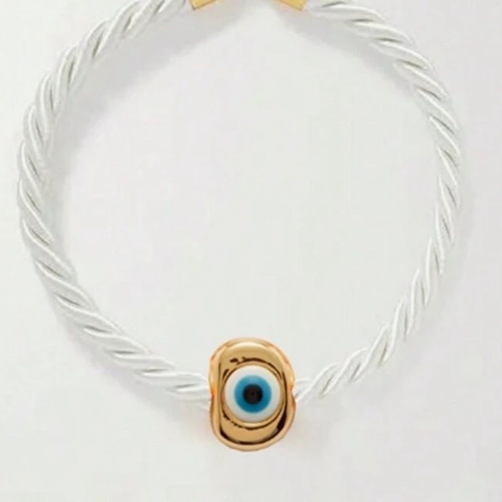 Free People Gold and White Evil Eye Necklace